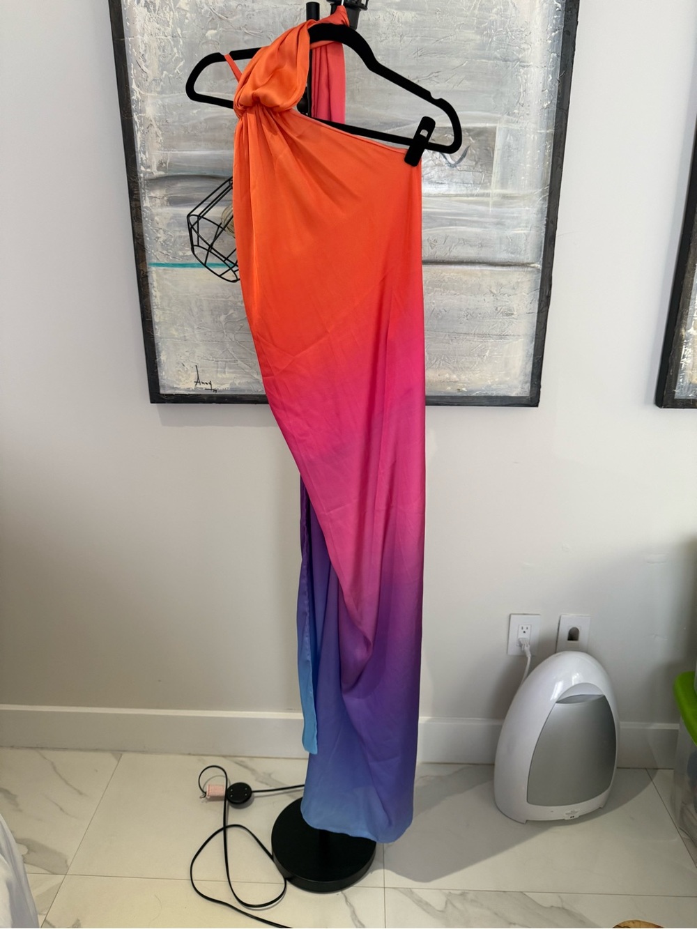 One-Shoulder Ombre Cover-Up Dress in Orange to Purple - Women Swim